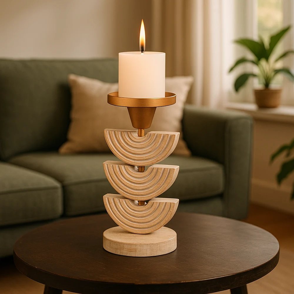 Arch wood candle stand