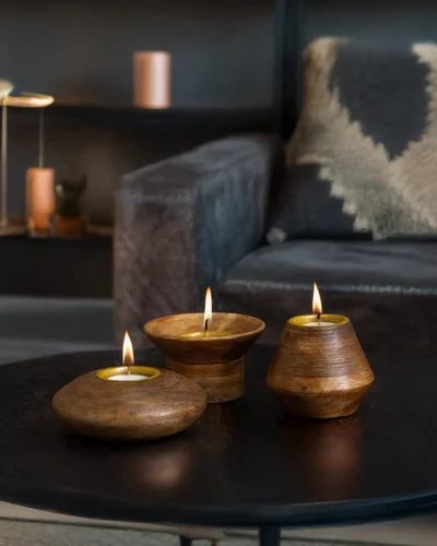 Wooden tealight trio