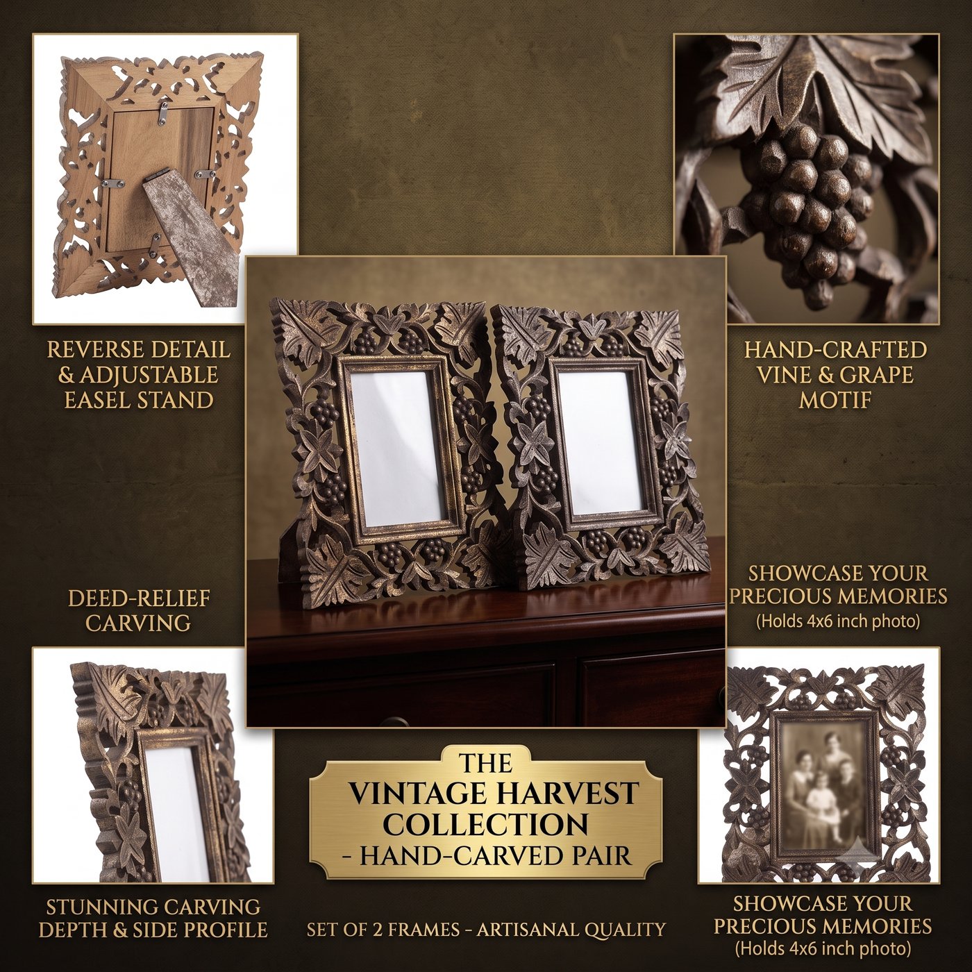 Antique gold photo frames