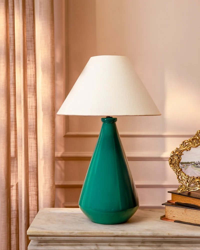 Emerald glass lamp