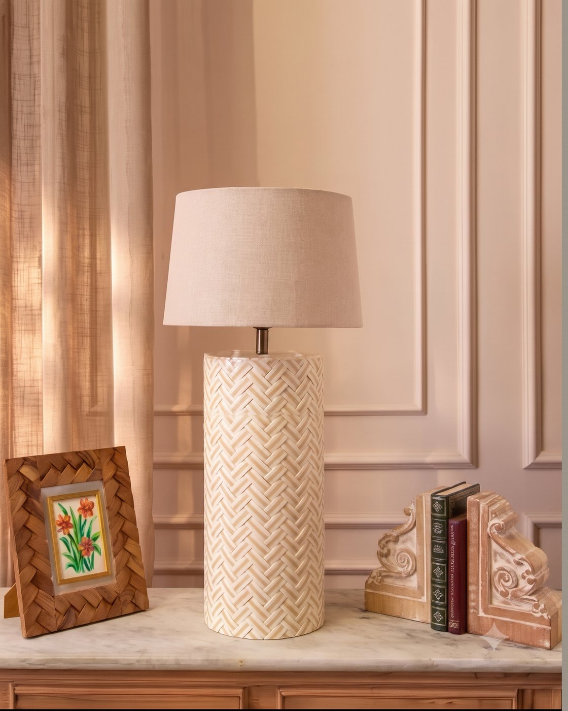 Luxury wooden resin lamp
