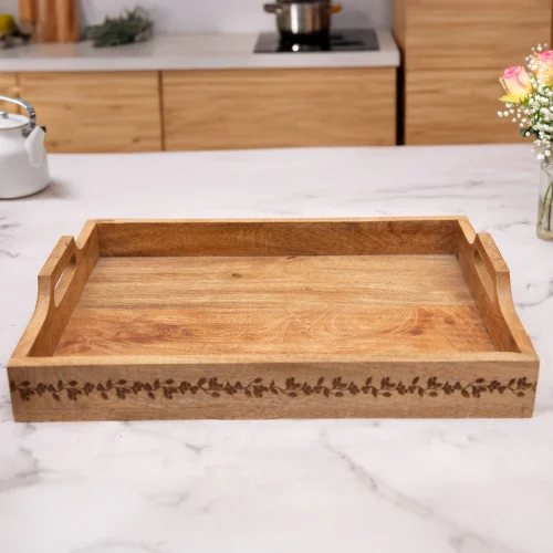 Carved floral tray
